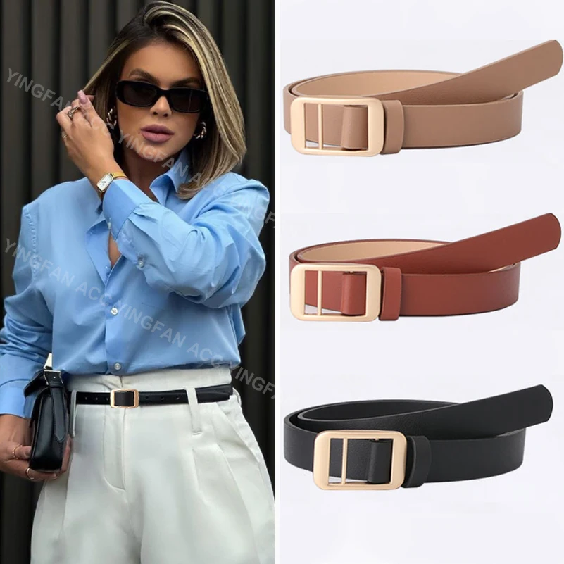 2pcs/set New Luxury Designer Women Belt PU Leather Female Fashion Metal Belt Buckle Waistband High Quality Trend Belt for Lady 2pcs 100% original nagoya na 701 female dual band antenna for uv 5r uv 82 uv9r hyt baofeng px 777 px 888 tg uv2 walkie talkie