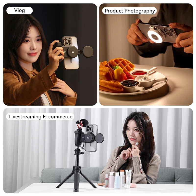 Ulanzi LM19 MagSafe Light CRI 95+ for Vlog Livestream Photograph Bi-Color Flip Fill Light Suitable for Magnetic Mobile Phones