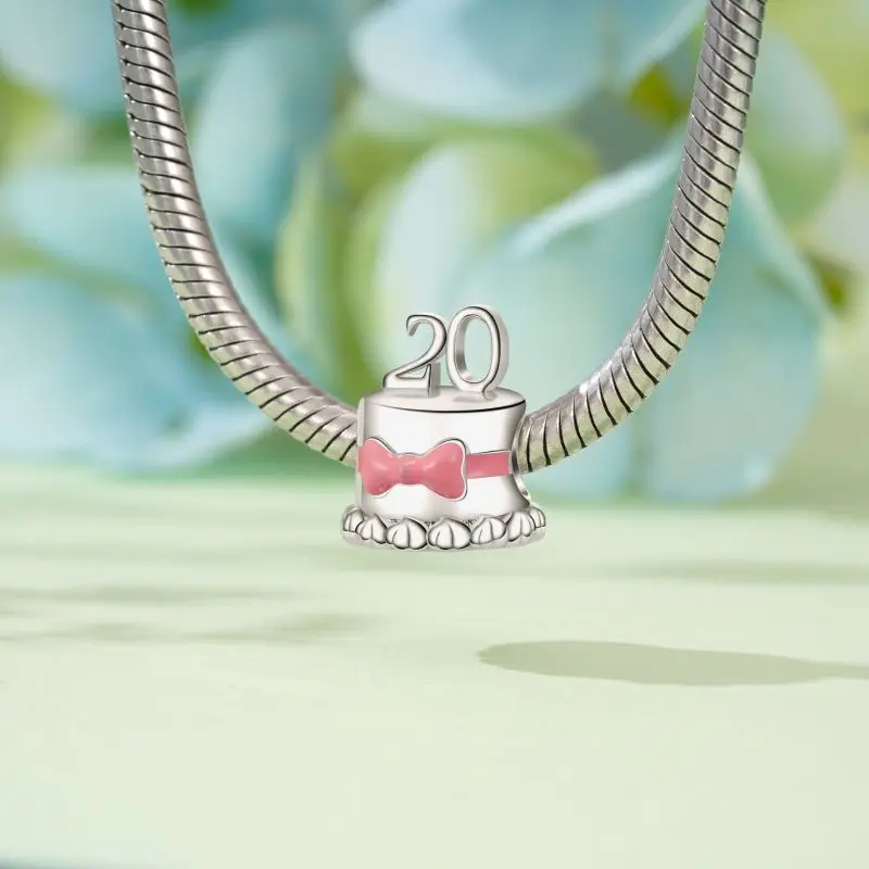 925 Sterling Silver Happy Birthday Anniversary Celebration Beads Charm Fit Original Pendant Bracelet Jewelry making Women Gift 2