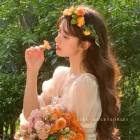 Fille couronnes de fleurs guirlande couronne diadème mariage Baroque bandeau cheveux fleur couronne mariée bandeau fée princesse cheveux diadèmes 4