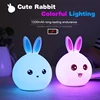 Clap Lamp Led Cute Rabbit Night Light Abs Silicone Usb Rechargeable Bedside Night Lamp Sensor For Kid Girl's Bedroom Decoration 5