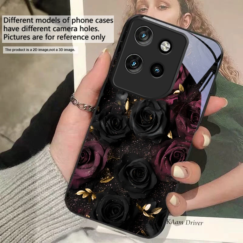 Wine Red Floral Petals Glass Phone Case
