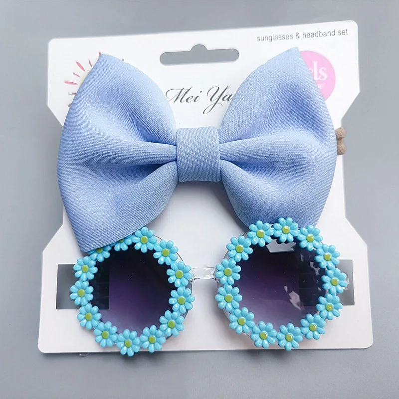 Childrens Daisy Sunglasses And Bow Headband Set For Summer_voghion.com