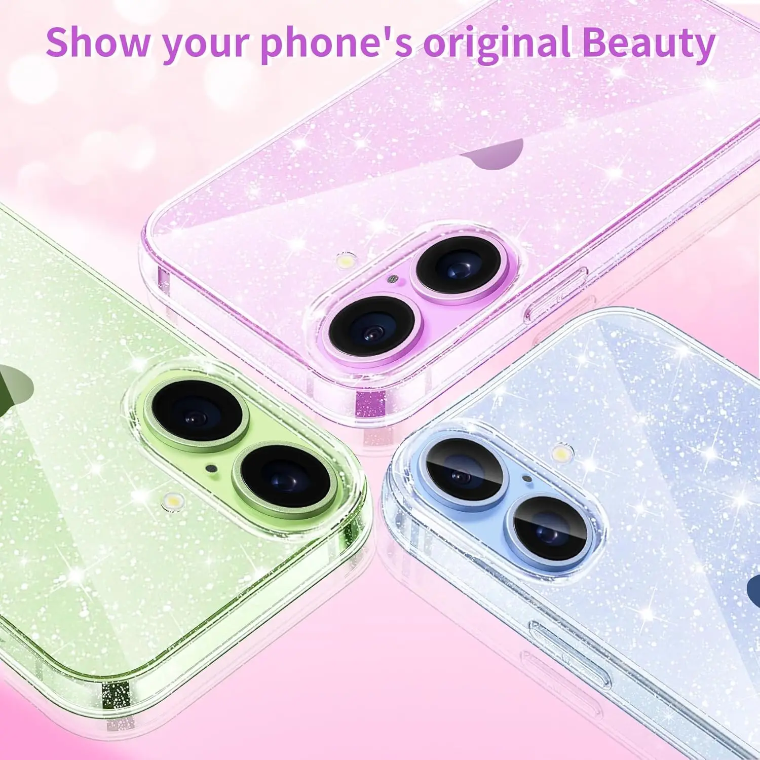 Transparent Glitter Bling Phone Cover -