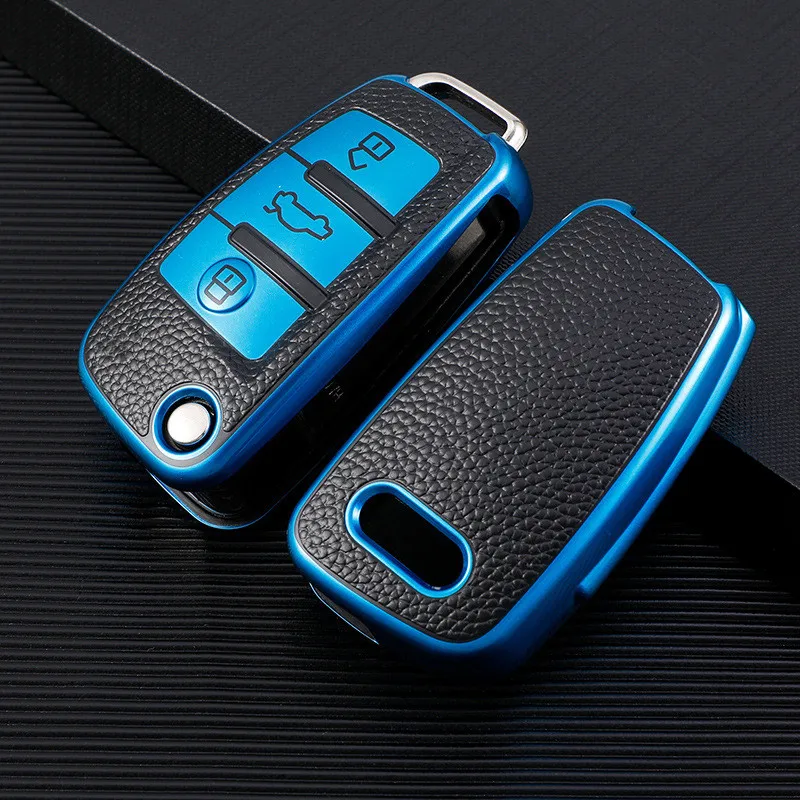 Luxury Leather Car Key Cover - Sleek Foldable Protection