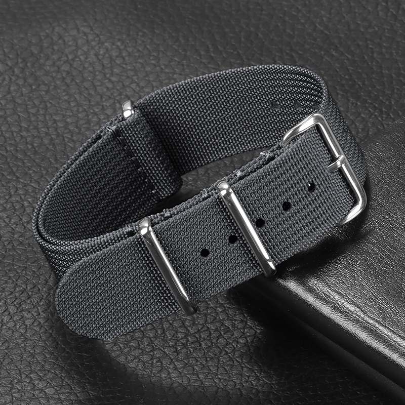 Versatile Ribbed Nylon Watch Strap - Unisex Nylon Bracelet for Military Style Watches