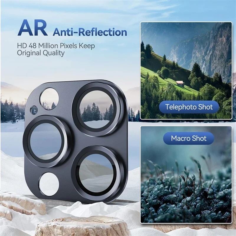 Dual-Pack Metal Camera Lens Protector with Tempered Glass Full Cover