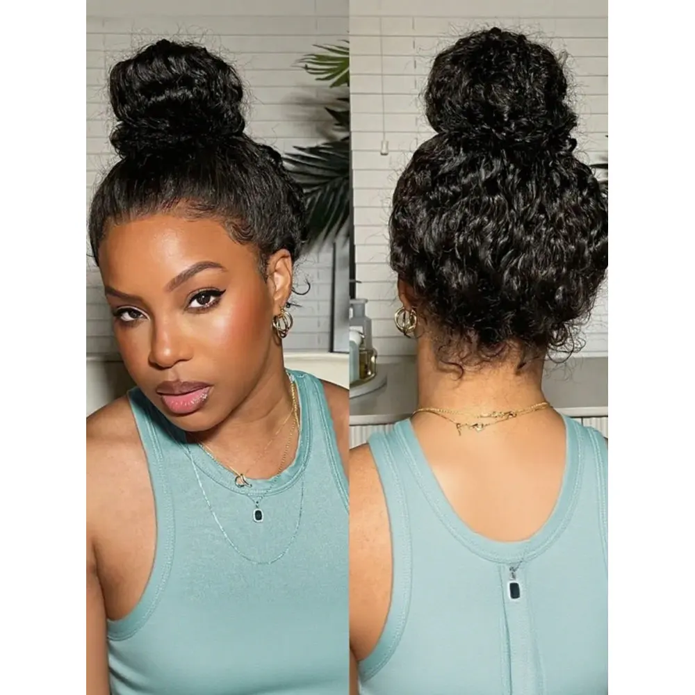 40 Inch Jerry Curly HD Lace Frontal Wig 250% Density Glueless Pre Plucked Natural Color Curly Human Hair Wig 1