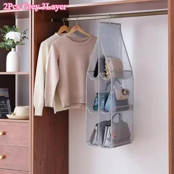 Eco - Friendly Transparent Hanging Closet Storage Bags - Dust - Proof Three - Dimensional Design (White - 3Layer - 2Pcs)