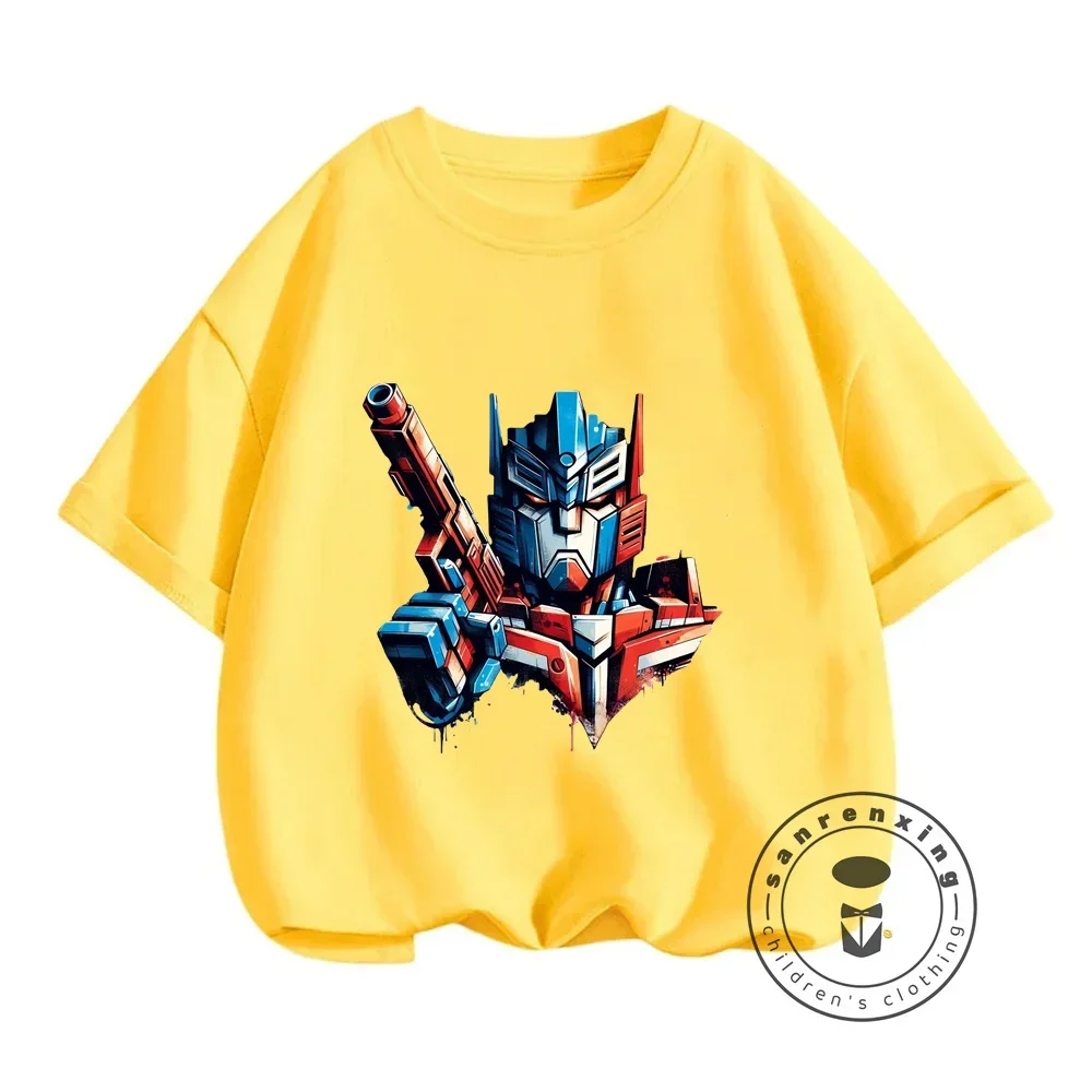 Hot Movie Transformers for Summer Coolness Boys' Elastic Prints on O-neck T-shirts Affordable Street Style for Children 5
