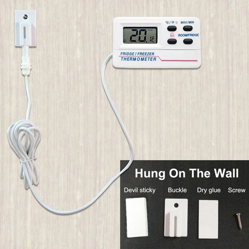 Digital Thermometer Refrigerator Thermometer Digital Thermometer with Alarm Function Refrigerator Freezer Fridge Magnet Thermometer