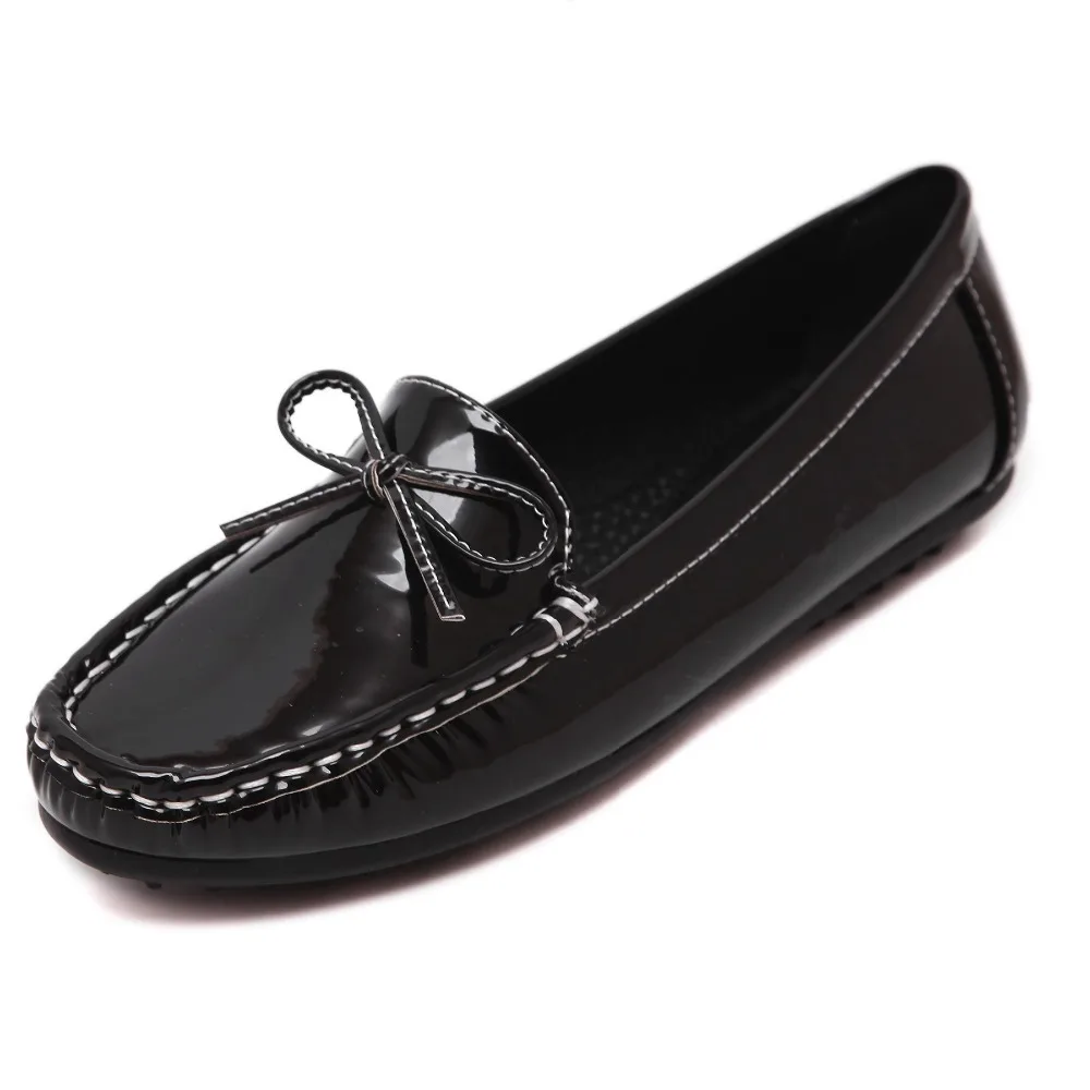 Newest Bowtie PU Women Flats Loafers Driving Peas Casual Shoes 2