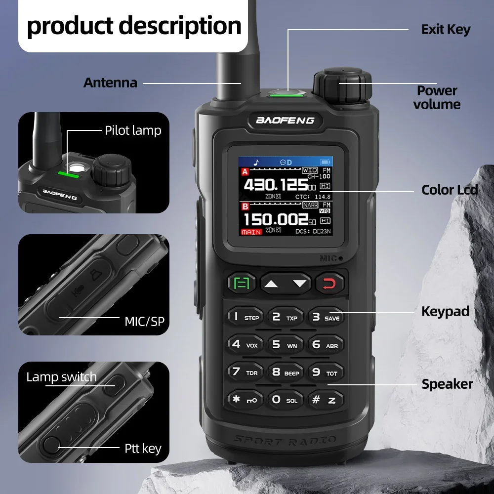 2023 Baofeng P90 Pro Walkie Talkie Long Range Portable 1000 Channel Ham FM Radios UHF VHF USB-C Charge 2-Way Radio Waterproof