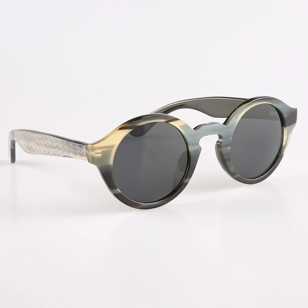 Stripe Gray Hipster Acetate Square Polarized Sunglasses with Gray Non-Rx Tac Sun Lenses