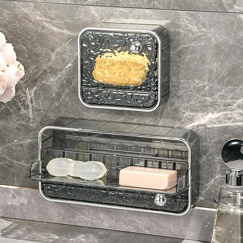 

Drawer Tray for Bathroom Elegant Water Ripple Design Wall Mounted Soap Holder with Drainage Drawer for Bathroom Light Luxury