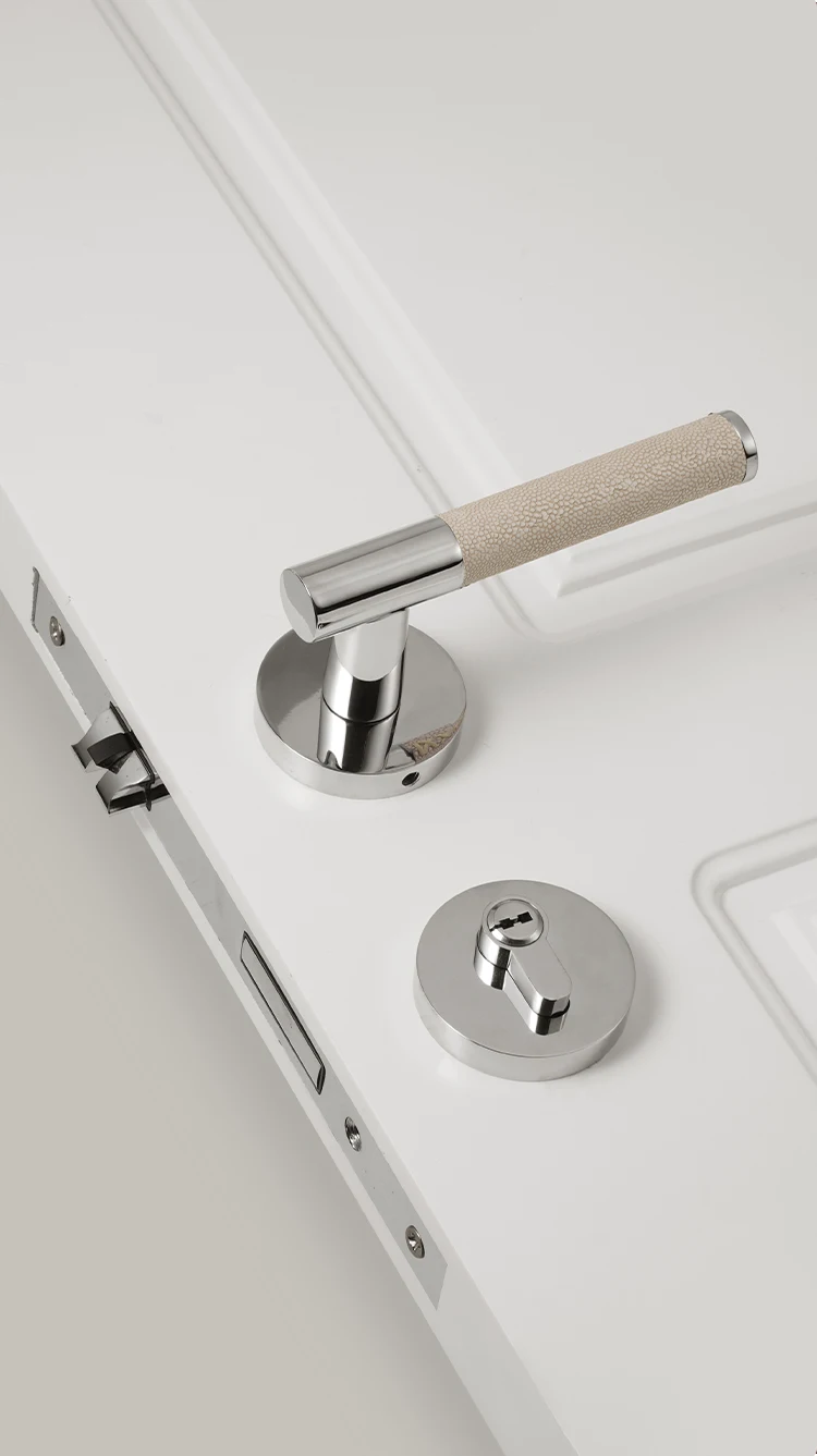 Dooroom Messing Neue Graue Lychee Haut Türschloss Set Moderne Stil Innen Schlafzimmer Badezimmer Tür Dummy Griff Hardware Türschlösser – Detail 8