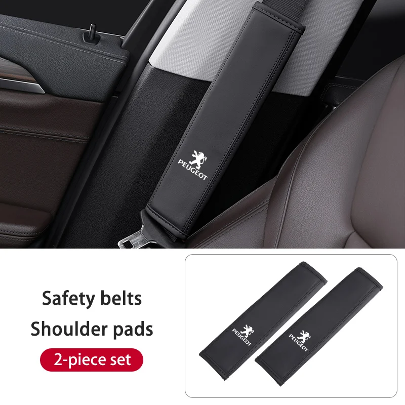 2 PCS Car Seat Belts Cover Soft Leather Seatbelt Shoulder Pad Car
