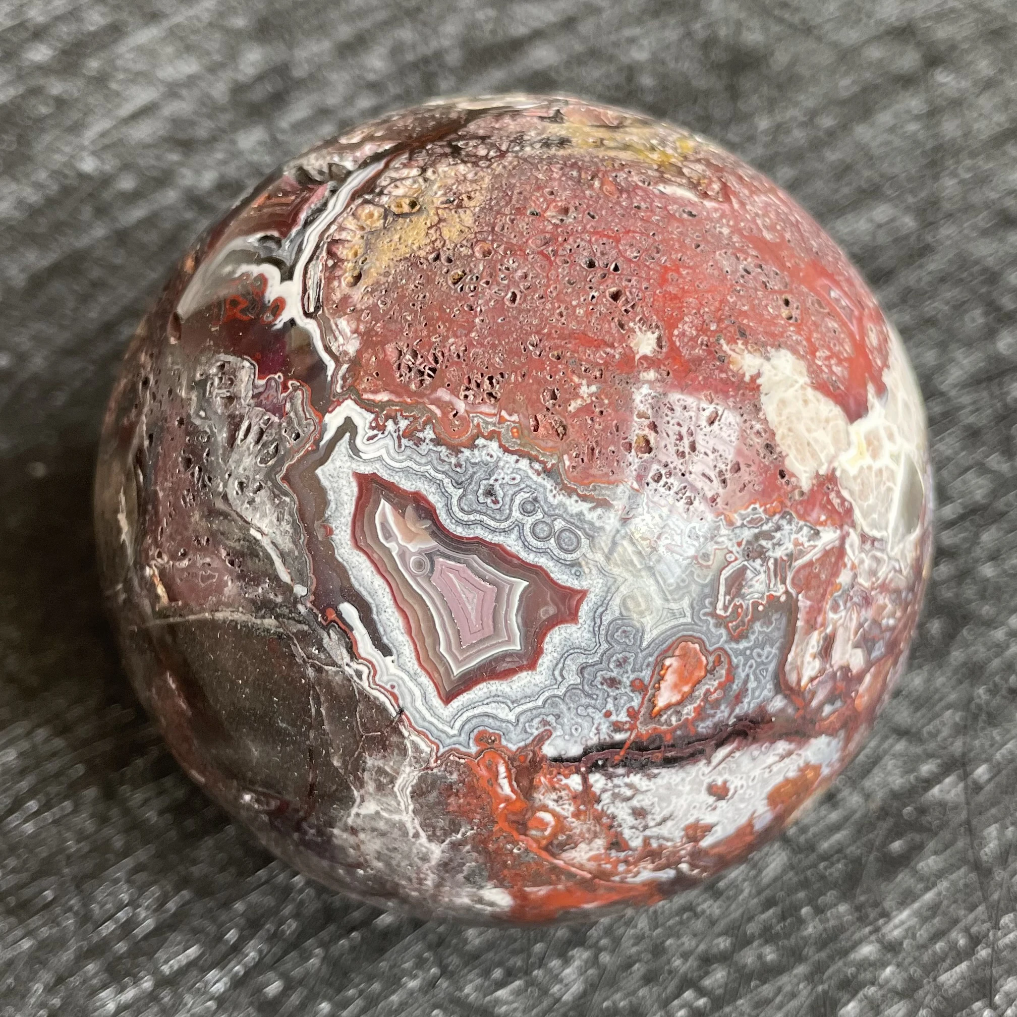 

517g Natural Stone Mexico Agate Crystal Ball Quartz Sphere Carnelian Polished Rock Decor Healing L81