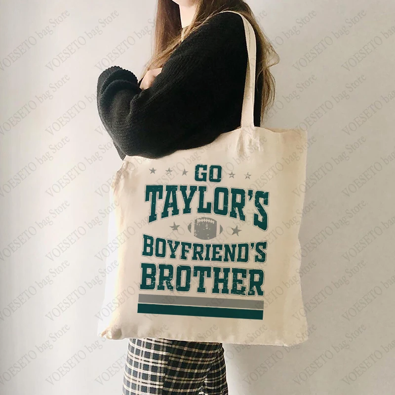 

Go Taylor's Boyfriend's Brother Pattern Tote Bag TS Fans Canvas Shoulder Bag Women's Reusable Shopping Bag Best Gift for Swiftie