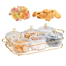  2/3/4/6 Cell Dried Fruit Container With Lid 2022 Nordic Style Snack Fruit Serving Tray Set House Transparent Snack Storage Plate 