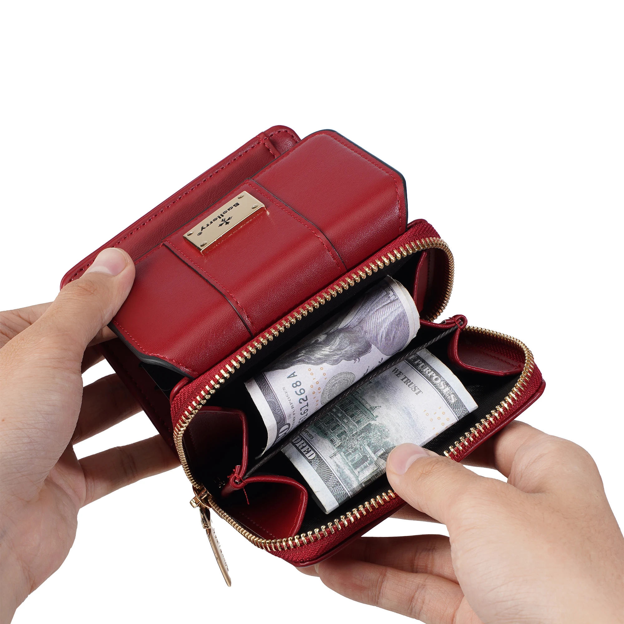 1Pcs Women's Thin Zipper Wallet, Multiple Card Slots with Id Window, Anti-Theft Compact Card Holder, Small Travel Wallet, Perfect Gift for Girlfriend