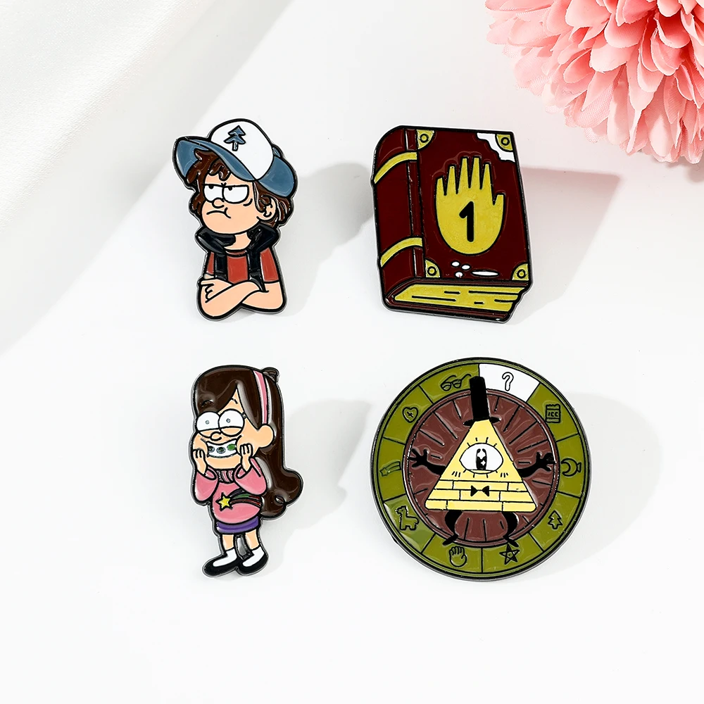 Gravity Falls Lapel Pins Disney Anime Figure Mabel Dipper Pines Badge Metal  Enamel Brooch for Kids Gifts Jewelry Backpack Pins