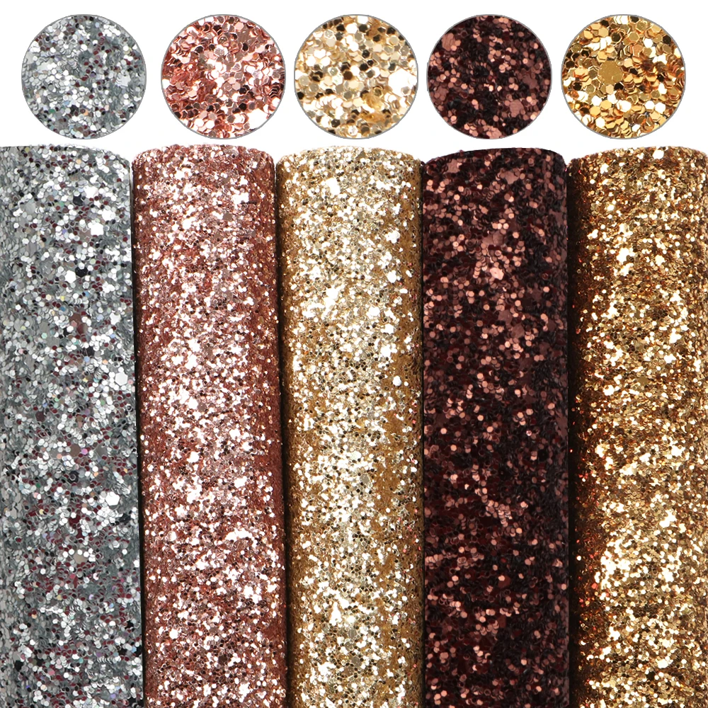 A5 Size 5-8pcs/lot Chunky Glitter Faux Leather Sheets Solid Color Synthetic Leather Fabric Set DIY Earrings Bows Craft,1Yc15424