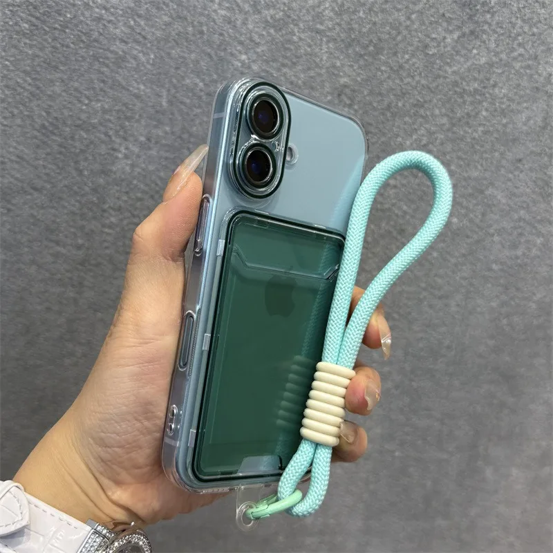 Dual-Color Soft Clear Case with Card Holder and Wrist Strap