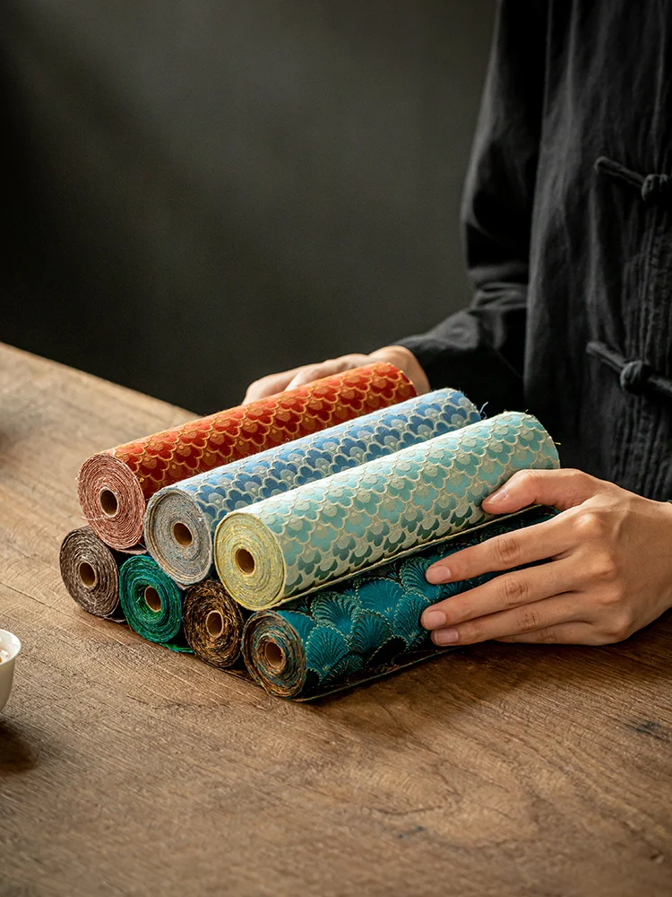 

Retro Double-Sided Brocade Tea Mat, Exquisite Table Flag, Japanese, Dry brewed Tablecloth Song