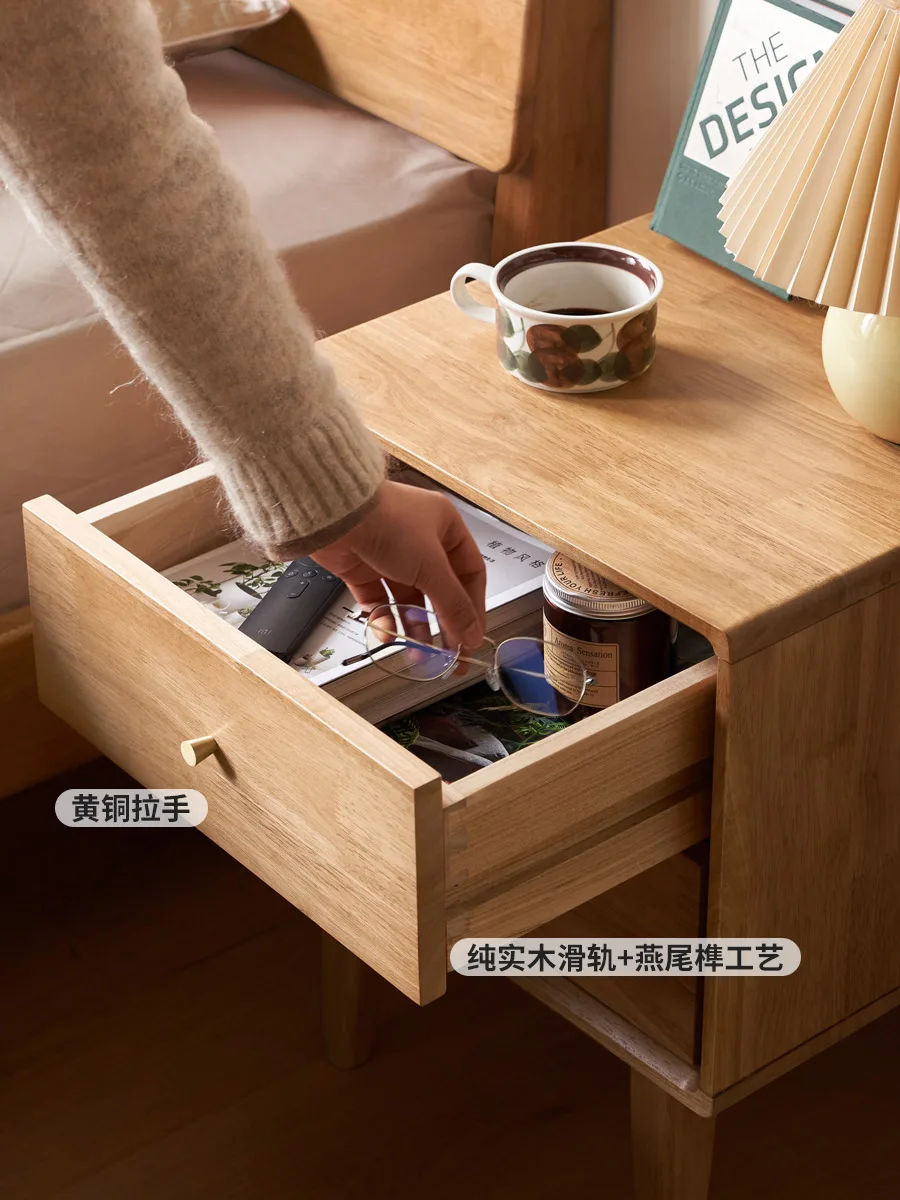 전체 단단한 목재 침대 옆 테이블, 침실 고무 목재 침대 옆 캐비닛, 모던하고 미니멀리스트 가정용 서랍 캐비닛, 보관 캐비닛