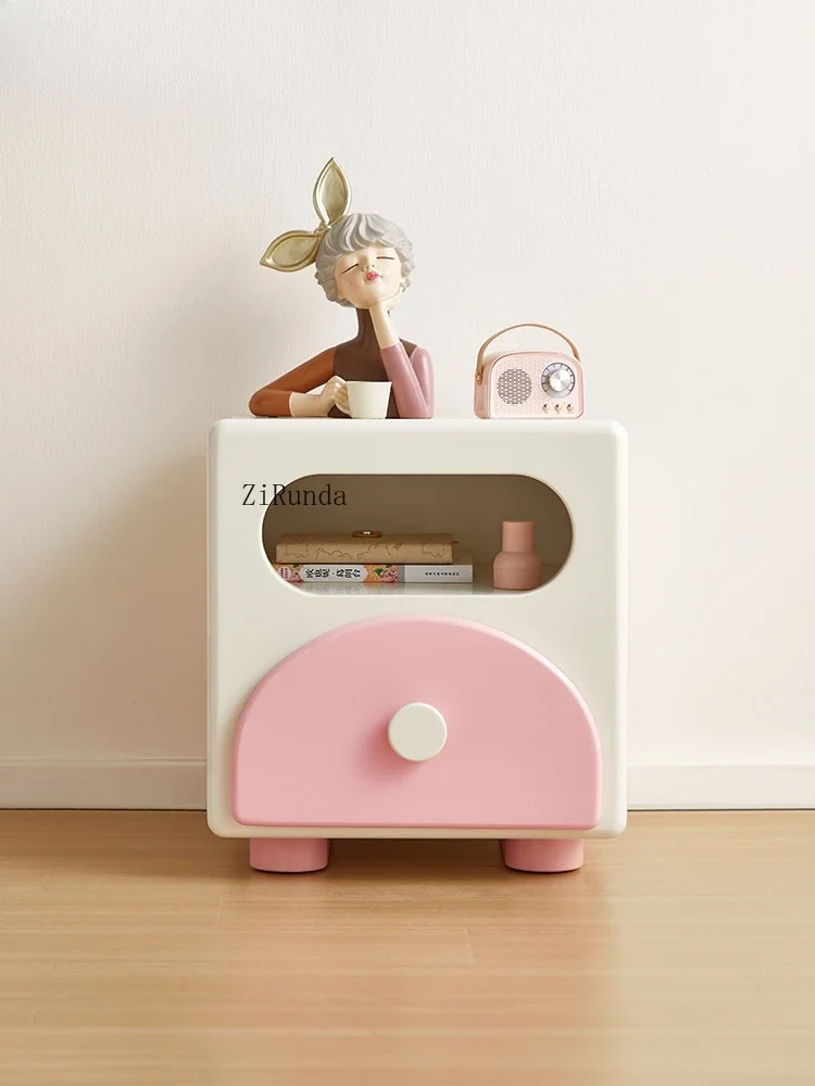 Children's bedside table girl pink simple modern shelf cabinet locker