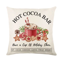 Festive Linen Christmas Pillow Cover - 45x45cm Throw Pillowcase (4)