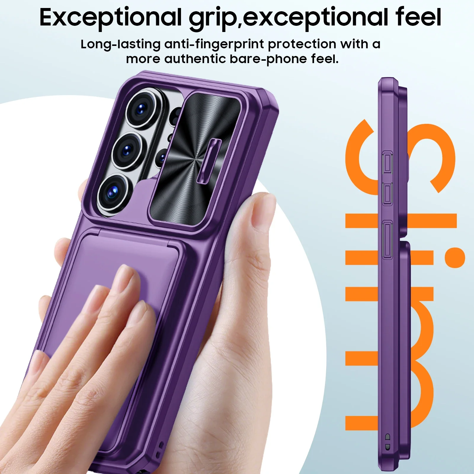 Purple Shockproof Full Coverage TPU Phone Case with Camera Holder