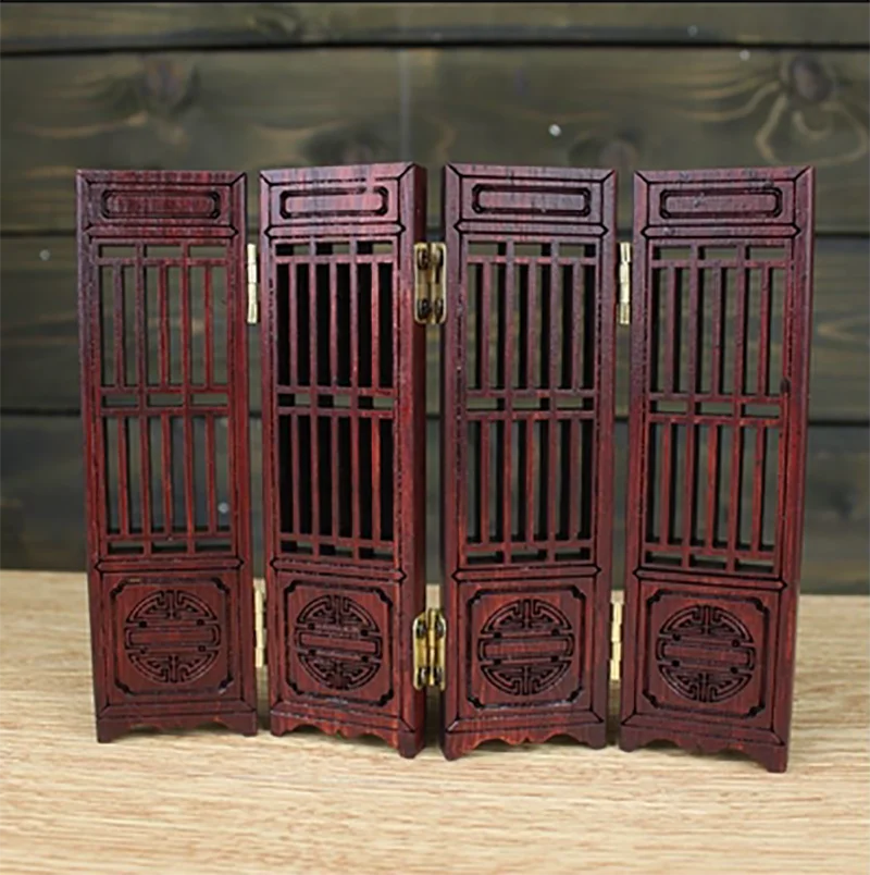 Pocket Small Screen Ornaments, Wooden Miniature Partition, Partition Wall, Jade, Hand shot, Background Decoration Frame