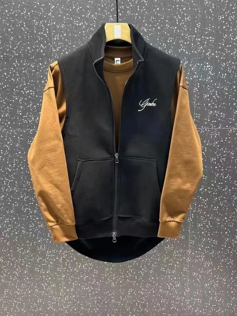 Description Picture 6 of itemSpring Embroidered Stand Collar Vest Fashion Slim Casual High Street Personality Sleeveless Jackets Men Tops Male Clothes
