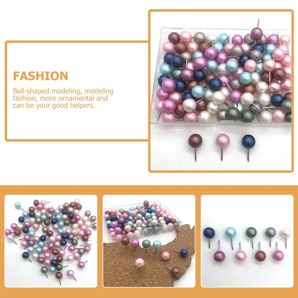 100Pcs 볼 헤드 압정 내마모성 지도 푸시 핀 지도 표시용 사무실 포스터 고정 장식 DIY 공예 용품