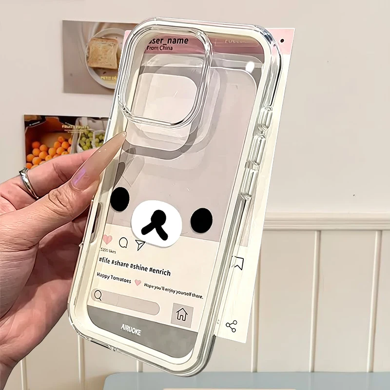 Kawaii R-Rilakkuma Color-Changing Acrylic Phone Case - Advanced 2-in-1 Hard Cover