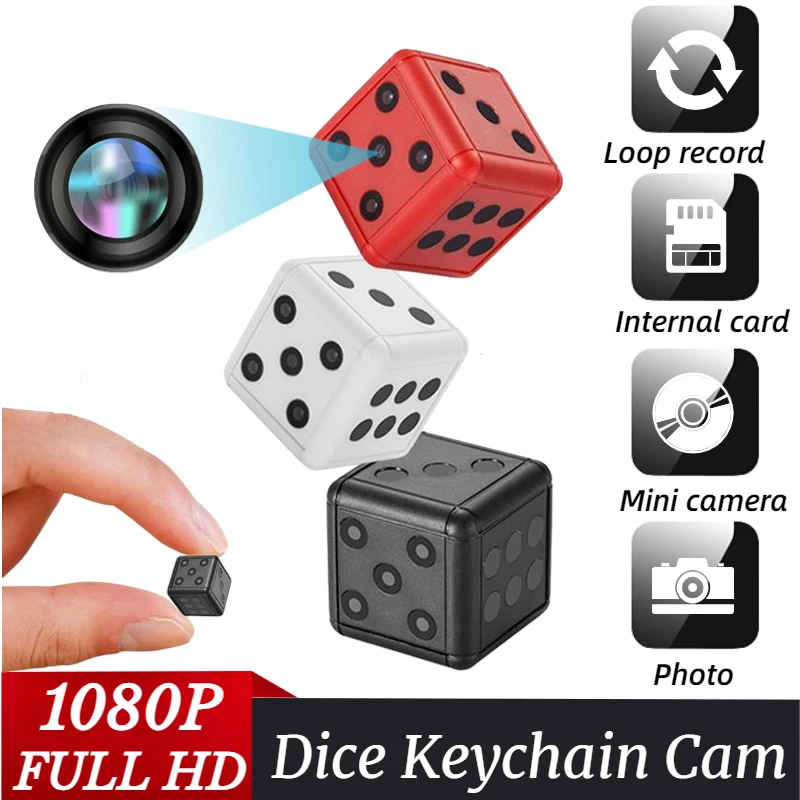 1080P HD Mini Camera Night Vision Motion Detection DVR Video Recorder Portable Dice Keychain