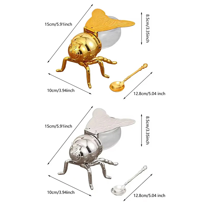 Creative Cartoon Bee Shaped Seasoning Jar Honey Pot With Spoon For Kitchen Decor Festive Parties Condiments Oil Storage Holder