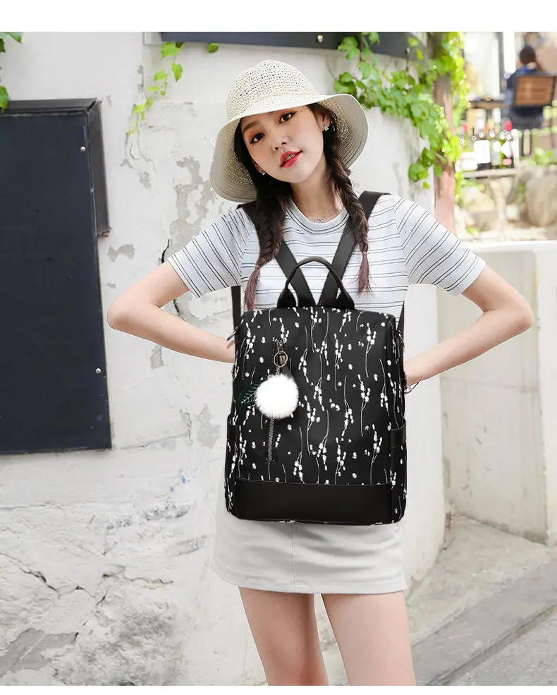 Fashion Flower Print Women Backpack Female Anti-theft Backpacks Casual Ladies School Bag High Quality Large Capacity Backpack