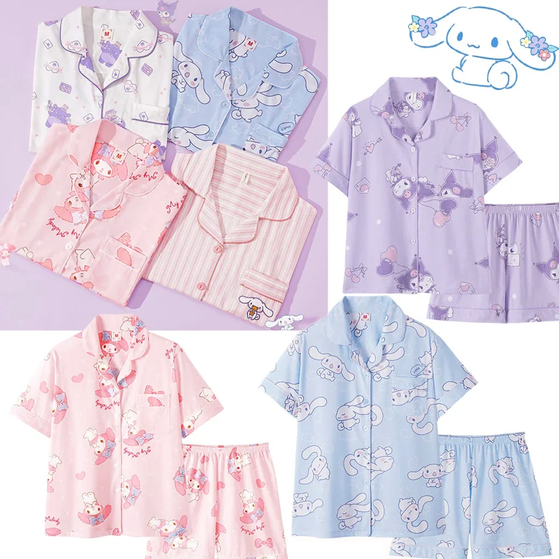 

Ins Kawaii Cinnamoroll pajamas women's summer 2022 new mymelody Kuromi short-sleeved thin section cute Sanrio home clothes Gift
