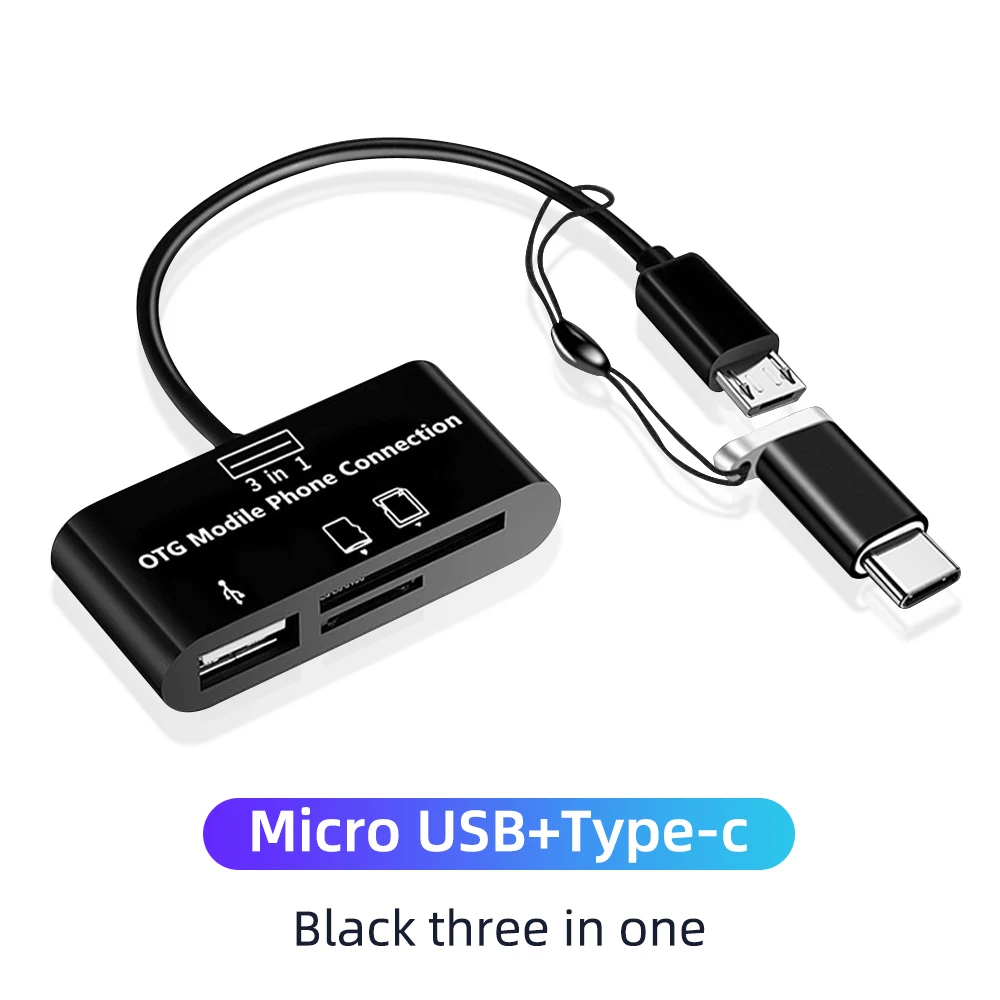 3-in-1 Type C to USB A with MicroSD reader