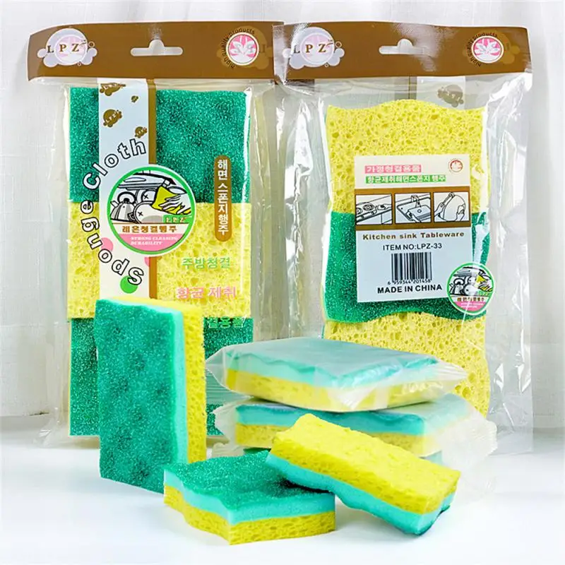 

Cleaning Sponge Double-sided Remove Stains And Rust Easy To Clean Small Kitchen Accessories Dishwashing Sponge Thickened
