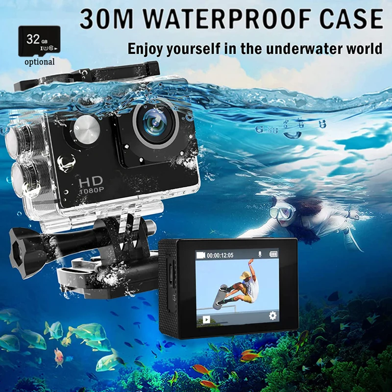 Mini Action camera UHD diving recorder cycle record waterproof helmet record wide Angle underwater outdoor sports camera