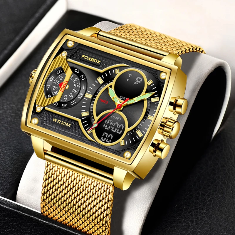 Lige Mens Watch Gold Quartz Luxury Gold Watches Men Gold Luxury