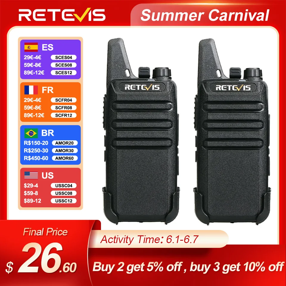 Retevis RT622 мини рация 2 шт в комплекте рации 2 шт мощные рация для ...