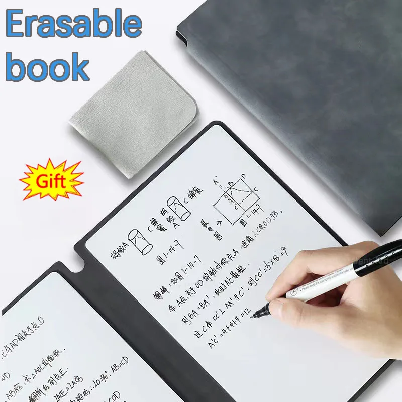 

242 * 166Mm Double-Sided Pet Whiteboard Notebooks A5 Leather Portable Whiteboard Draft Desktop Office Handwriting Erasable Books