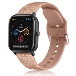Versatile Silicone Watch Band - 20mm/22mm Adjustable Strap - 20mm (Bling Rose Gold)