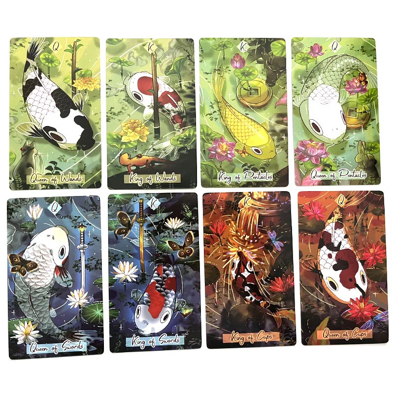 12×7CM The Nishikigoi Divination Tarot, a 78-card tarot deck featuring various types of Japanese Koi Fish that are sure 3