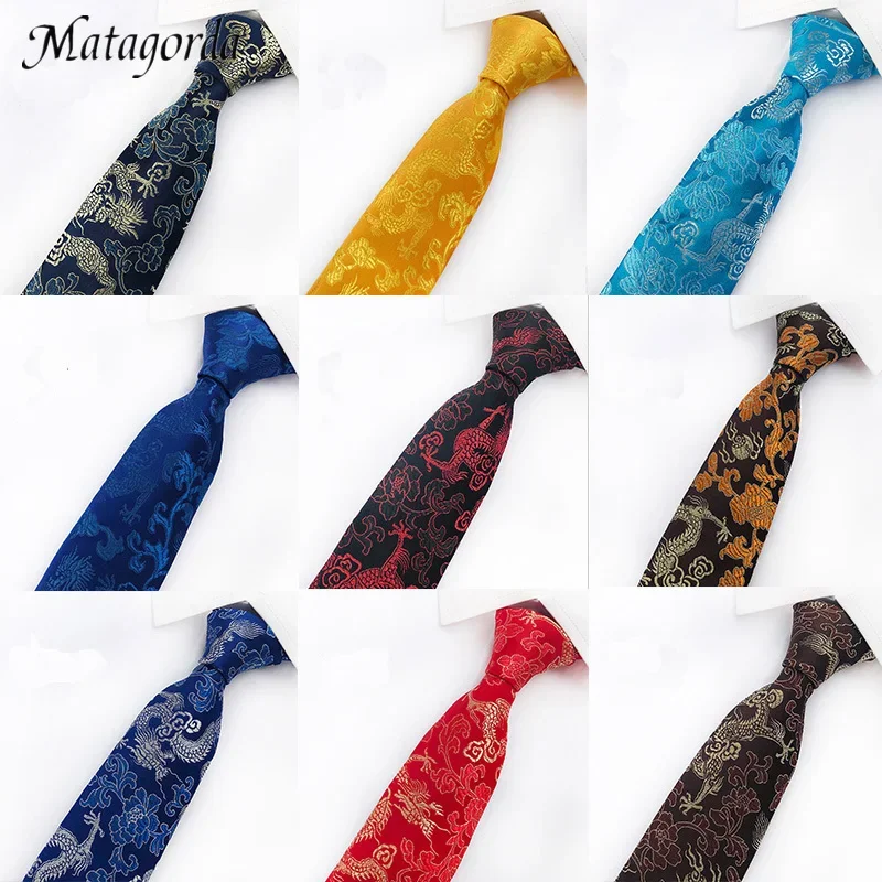 Upscale  Tie Luxury Embroidery Man Necktie Mascot Chinese Dragon Pattern Neckwear Wedding Groom Gravata Men Accessories matagorda men necktie silk tie striped grid paisley pattern neckwear for man business wedding party gravata mens accessories